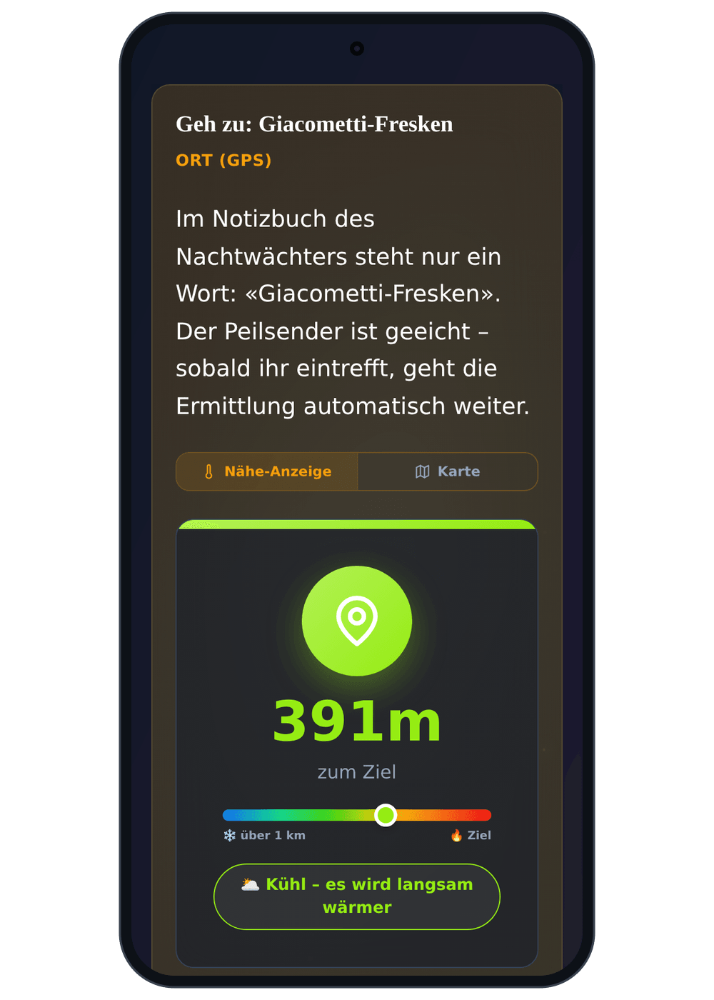 Beispiel aus der App: Orte finden (GPS)